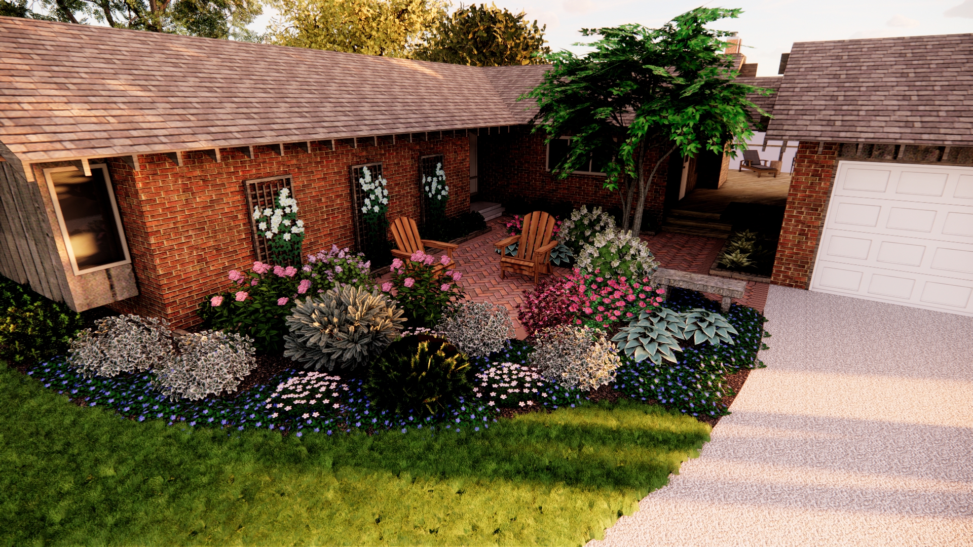 Front Yard Patio with Plantings